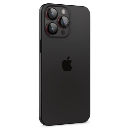 Spigen Glass tR EZ Fit Optik Pro Lens Protector 2 Pack - 2 комплекта предпазни стъклени лещи за камерата на iPhone 16 Pro, iPhone 16 Pro Max, iPhone 15 Pro, iPhone 15 Pro Max (черен-червен) 2