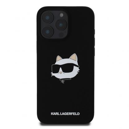 Karl Lagerfeld Liquid Silicone Choupette Head MagSafe Case - дизайнерски силиконов кейс с MagSafe за iPhone 16 Pro Max (черен) 2