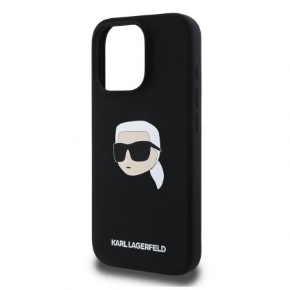 Karl Lagerfeld Liquid Silicone Karl Head MagSafe Case - дизайнерски силиконов кейс с MagSafe за iPhone 16 Pro Max (черен) 4