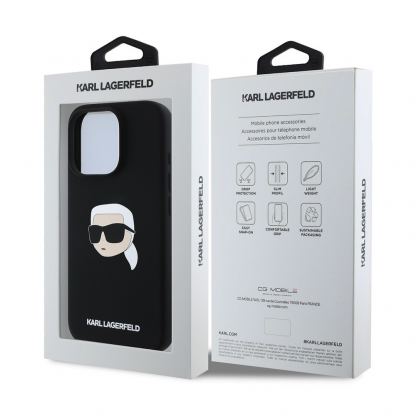 Karl Lagerfeld Liquid Silicone Karl Head MagSafe Case - дизайнерски силиконов кейс с MagSafe за iPhone 16 Pro Max (черен) 6