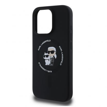 Karl Lagerfeld Liquid Silicone Karl and Choupette MagSafe Case - дизайнерски силиконов кейс с MagSafe за iPhone 16 Pro Max (черен) 4