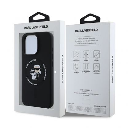 Karl Lagerfeld Liquid Silicone Karl and Choupette MagSafe Case - дизайнерски силиконов кейс с MagSafe за iPhone 16 Pro Max (черен) 6