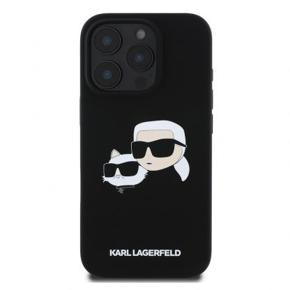 Karl Lagerfeld Liquid Silicone Double Heads MagSafe Case - дизайнерски силиконов кейс с MagSafe за iPhone 16 Pro Max (черен) 2
