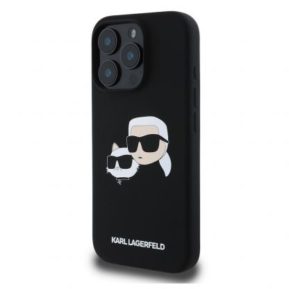 Karl Lagerfeld Liquid Silicone Double Heads MagSafe Case - дизайнерски силиконов кейс с MagSafe за iPhone 16 Pro Max (черен) 3
