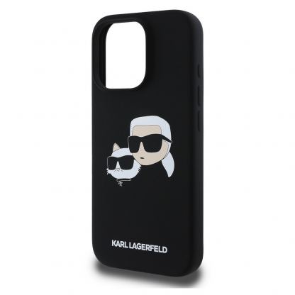 Karl Lagerfeld Liquid Silicone Double Heads MagSafe Case - дизайнерски силиконов кейс с MagSafe за iPhone 16 Pro Max (черен) 4