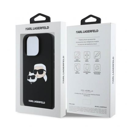 Karl Lagerfeld Liquid Silicone Double Heads MagSafe Case - дизайнерски силиконов кейс с MagSafe за iPhone 16 Pro Max (черен) 6