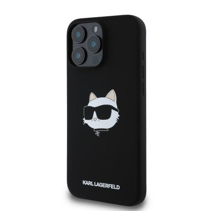 Karl Lagerfeld Liquid Silicone Choupette Head MagSafe Case - дизайнерски силиконов кейс с MagSafe за iPhone 16 Pro (черен) 3