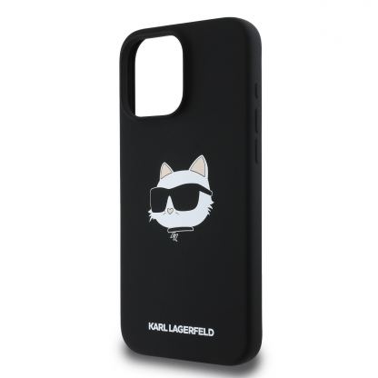 Karl Lagerfeld Liquid Silicone Choupette Head MagSafe Case - дизайнерски силиконов кейс с MagSafe за iPhone 16 Pro (черен) 4