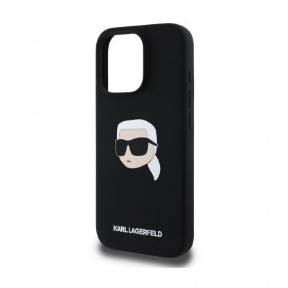 Karl Lagerfeld Liquid Silicone Karl Head MagSafe Case - дизайнерски силиконов кейс с MagSafe за iPhone 16 Pro (черен) 4