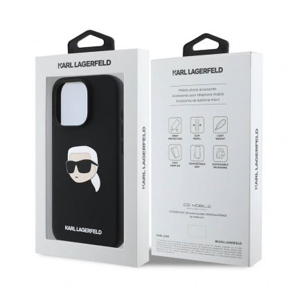 Karl Lagerfeld Liquid Silicone Karl Head MagSafe Case - дизайнерски силиконов кейс с MagSafe за iPhone 16 Pro (черен) 6