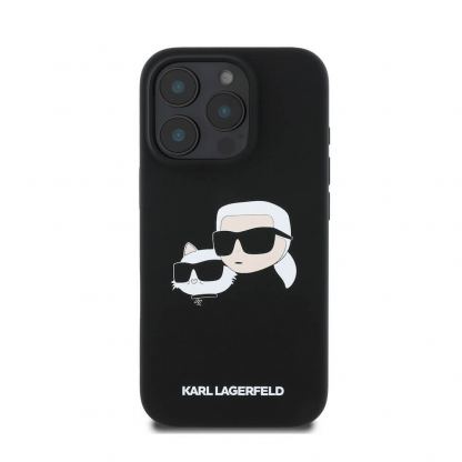 Karl Lagerfeld Liquid Silicone Double Heads MagSafe Case - дизайнерски силиконов кейс с MagSafe за iPhone 16 Pro (черен) 2