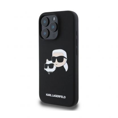 Karl Lagerfeld Liquid Silicone Double Heads MagSafe Case - дизайнерски силиконов кейс с MagSafe за iPhone 16 Pro (черен) 3