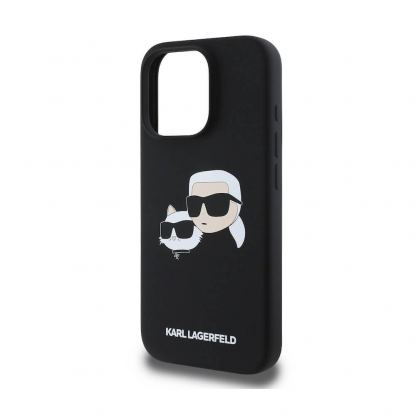 Karl Lagerfeld Liquid Silicone Double Heads MagSafe Case - дизайнерски силиконов кейс с MagSafe за iPhone 16 Pro (черен) 4