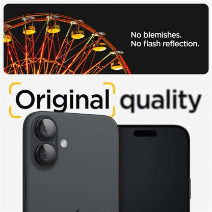 Spigen Glass tR EZ Fit Optik Pro Lens Protector 2 Pack - 2 комплекта предпазни стъклени лещи за камерата на iPhone 16, iPhone 16 Plus (черен) 10