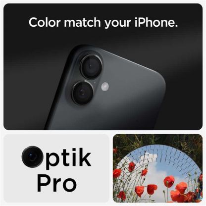 Spigen Glass tR EZ Fit Optik Pro Lens Protector 2 Pack - 2 комплекта предпазни стъклени лещи за камерата на iPhone 16, iPhone 16 Plus (черен) 11
