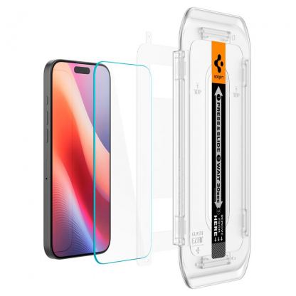 Spigen Glas.tR EZ Fit Tempered Glass 2 Pack - 2 броя стъклени защитни покрития за дисплея на iPhone 16 Pro (прозрачен) 4