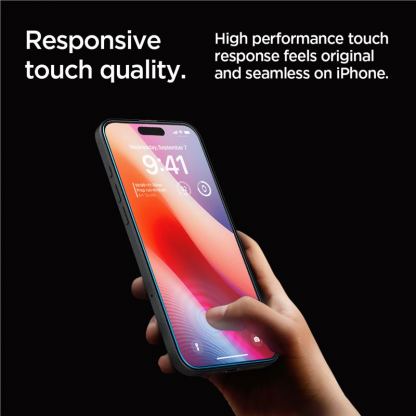 Spigen Glas.tR EZ Fit Tempered Glass 2 Pack - 2 броя стъклени защитни покрития за дисплея на iPhone 16 Pro (прозрачен) 12