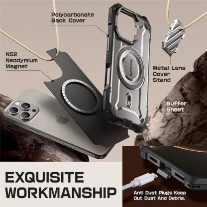 i-Blason SUPCASE Unicorn Beetle XT MagSafe Case - удароустойчив хибриден кейс с Magsafe за iPhone 16 Pro Max (сив) 3