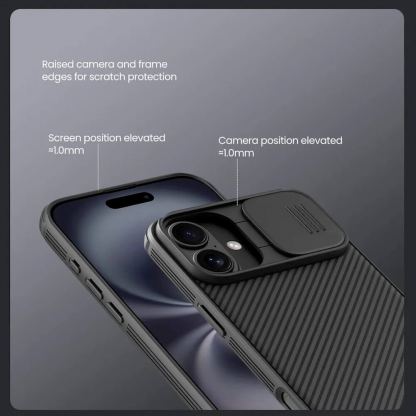 Nillkin CamShield Pro Hard Case - хибриден удароустойчив кейс за iPhone 16 (черен) 6