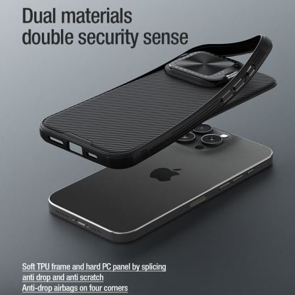 Nillkin CamShield Prop Magnetic Case - хибриден удароустойчив кейс с MagSafe за iPhone 16 Pro Max (черен) 5