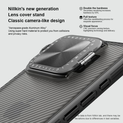 Nillkin CamShield Prop Hard Case - хибриден удароустойчив кейс за iPhone 16 Pro (черен-прозрачен) 8