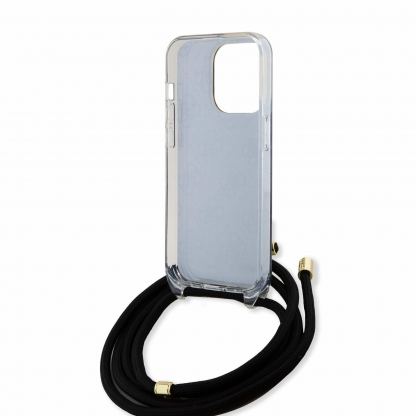 Guess PU IML 4G Printed Case With Crossbody Strap - дизайнерски кожен кейс с връзка за носене през врата за iPhone 15 Pro (черен) 6