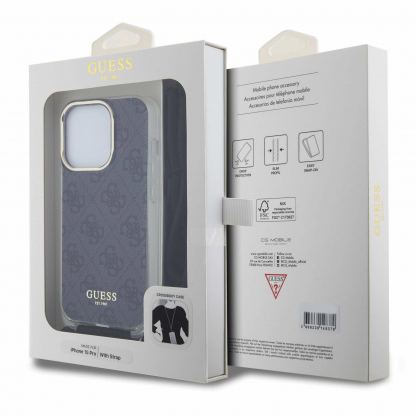 Guess PU IML 4G Printed Case With Crossbody Strap - дизайнерски кожен кейс с връзка за носене през врата за iPhone 15 Pro (черен) 7