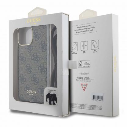 Guess PU IML 4G Printed Case With Crossbody Strap - дизайнерски кожен кейс с връзка за носене през врата за iPhone 15 Pro (кафяв) 7