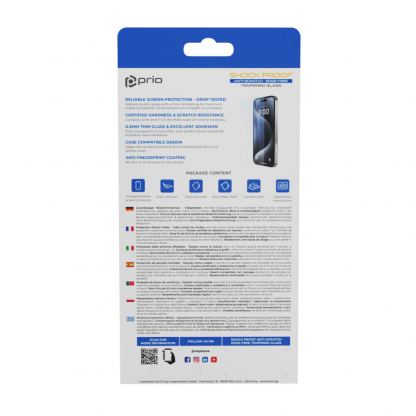 Prio 2.5D Tempered Glass - калено стъклено защитно покритие за дисплея на iPhone 16, iPhone 15, iPhone 15 Pro (прозрачен) 5