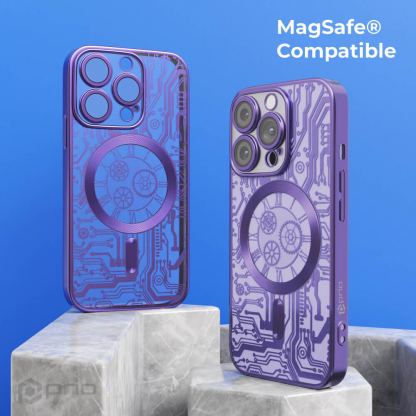 Prio Elegant MagSafe Case - тънък силиконов (TPU) калъф с MagSafe за iPhone 16 Pro Max (лилав-прозрачен) 3