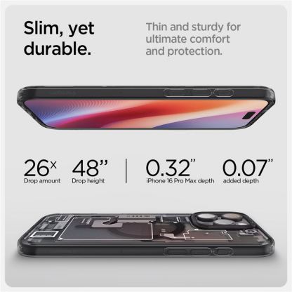 Spigen Ultra Hybrid MagSafe Zero One Case - хибриден кейс с висока степен на защита с MagSafe за iPhone 16 Pro Max (прозрачен-черен)  11