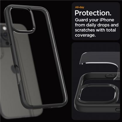 Spigen Ultra Hybrid Case - хибриден кейс с висока степен на защита за iPhone 16 Pro Max (черен-прозрачен) 11