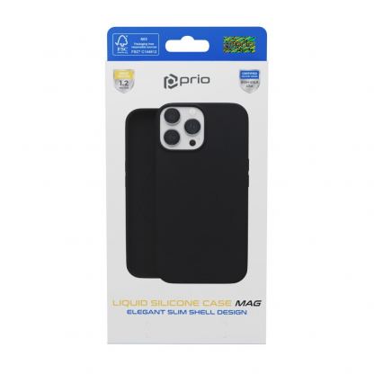 Prio Liquid Silicone Case Mag - силиконов (TPU) калъф с MagSafe за iPhone 16 Pro (черен) 4