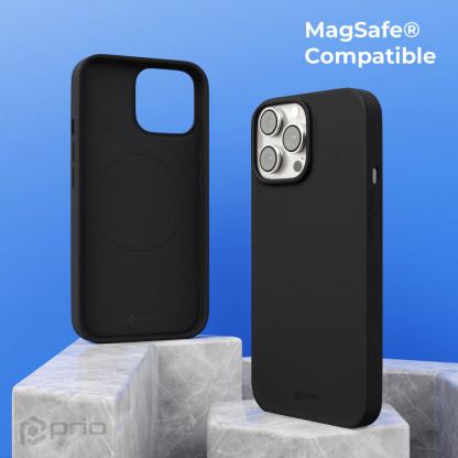 Prio Liquid Silicone Case Mag - силиконов (TPU) калъф с MagSafe за iPhone 16 Pro Max (черен) 2
