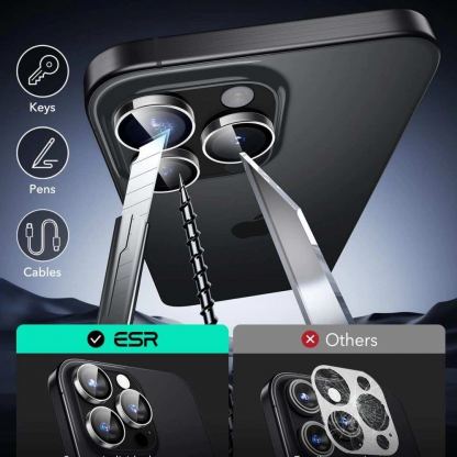 ESR Armorite Camera Lens Glass Protector - предпазни стъклени лещи за камерата на iPhone 16 Pro, iPhone 16 Pro Max (прозрачен) 7