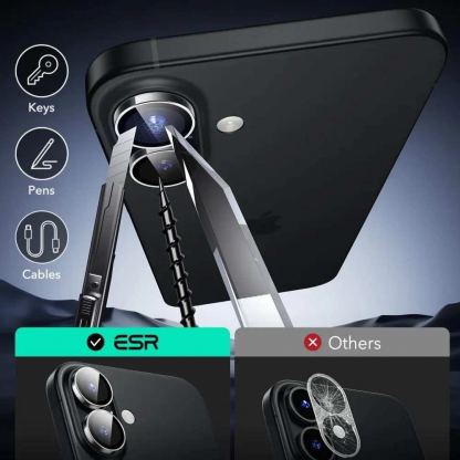 ESR Armorite Camera Lens Glass Protector - предпазни стъклени лещи за камерата на iPhone 16, iPhone 16 Plus (прозрачен) 7