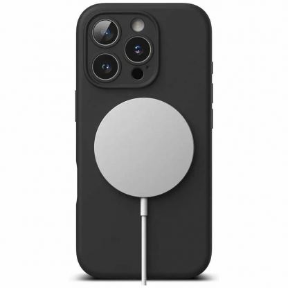 Ringke Silicone Magnetic MagSafe Case - силиконов (TPU) калъф с MagSafe за iPhone 16 Pro Max (черен) 3