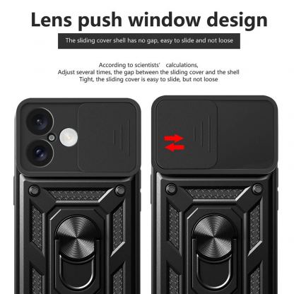 Techsuit CamShield Case - хибриден удароустойчив кейс с пръстен против изпускане за iPhone 16 Plus (черен)  3