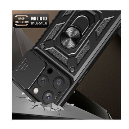 Techsuit CamShield Case - хибриден удароустойчив кейс с пръстен против изпускане за iPhone 16 Pro (черен)  2