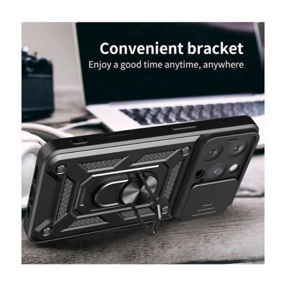 Techsuit CamShield Case - хибриден удароустойчив кейс с пръстен против изпускане за iPhone 16 Pro (черен)  4