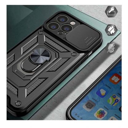 Techsuit CamShield Case - хибриден удароустойчив кейс с пръстен против изпускане за iPhone 16 Pro Max (черен)  4