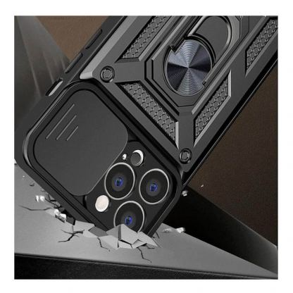 Techsuit CamShield Case - хибриден удароустойчив кейс с пръстен против изпускане за iPhone 16 Pro Max (черен)  5