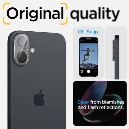 Spigen Glass tR Optik Lens Protector 2 Pack - 2 броя предпазни стъклени протектора за камерата на iPhone 16, iPhone 16 Plus (прозрачен) 11