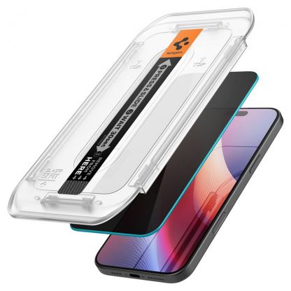 Spigen Glass tR EZ Fit Privacy Tempered Glass 2 Pack - 2 броя стъклени защитни покрития с определен ъгъл на виждане за дисплея за iPhone 16 Pro 2