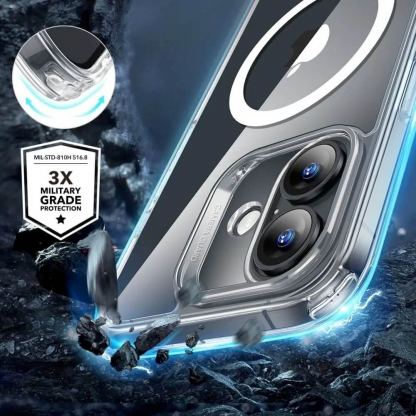 ESR Halolock Classic Hybrid MagSafe Protection Set - хибриден удароустойчив кейс с MagSafe и стъклено защитно покритие за дисплея на iPhone 16 Plus (прозрачен) 2