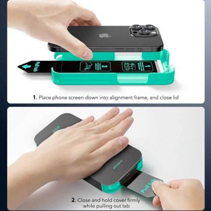 ESR Armorite 3D Full Cover Tempered Glass - калено стъклено защитно покритие за дисплея на iPhone 16 Plus (черен-прозрачен) 4