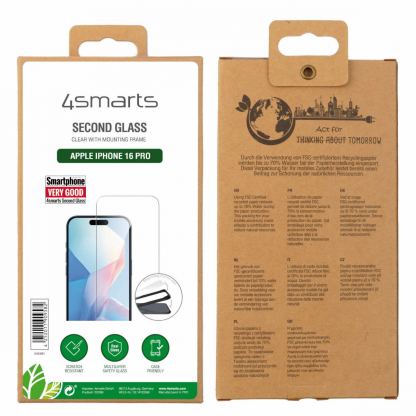 4smarts Second Glass Full Cover Glass - калено стъклено защитно покритие за дисплея на iPhone 16 Pro (черен-прозрачен) 8