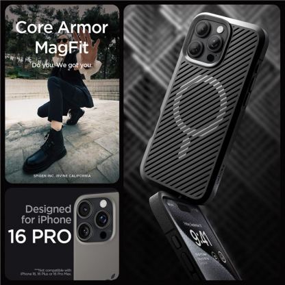 Spigen Core Armor MagSafe - силиконов (TPU) калъф с висока степен на защита с MagSafe за iPhone 16 Pro Max (черен) 7