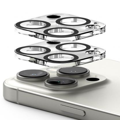 Ringke Camera Lens Glass - комплект 2 броя предпазни стъклени протектора за камерата на iPhone 16 Pro, iPhone 16 Pro Max (прозрачен) 3