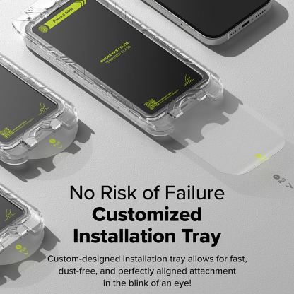 Ringke Easy Slide Tempered Glass 2 Pack - 2 броя калени стъклени защитни покрития за дисплея на iPhone 16, iPhone 15 (черен-прозрачен) 3